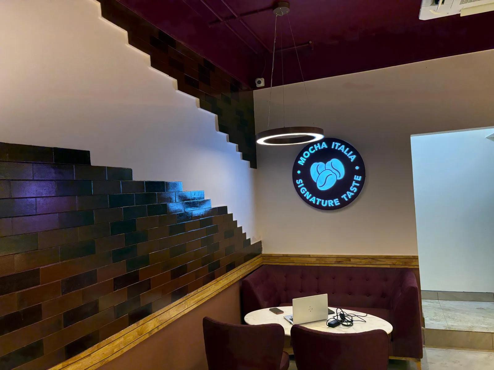 Warm completed Costa Coffee interior